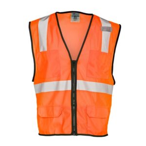ML Kishigo 1192 6 Pocket Zipper Mesh Orange Vest