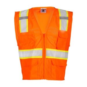 ML Kishigo 1196 Orange Ultra-Cool Mesh Class 2 Safety Vest, 6 Pockets