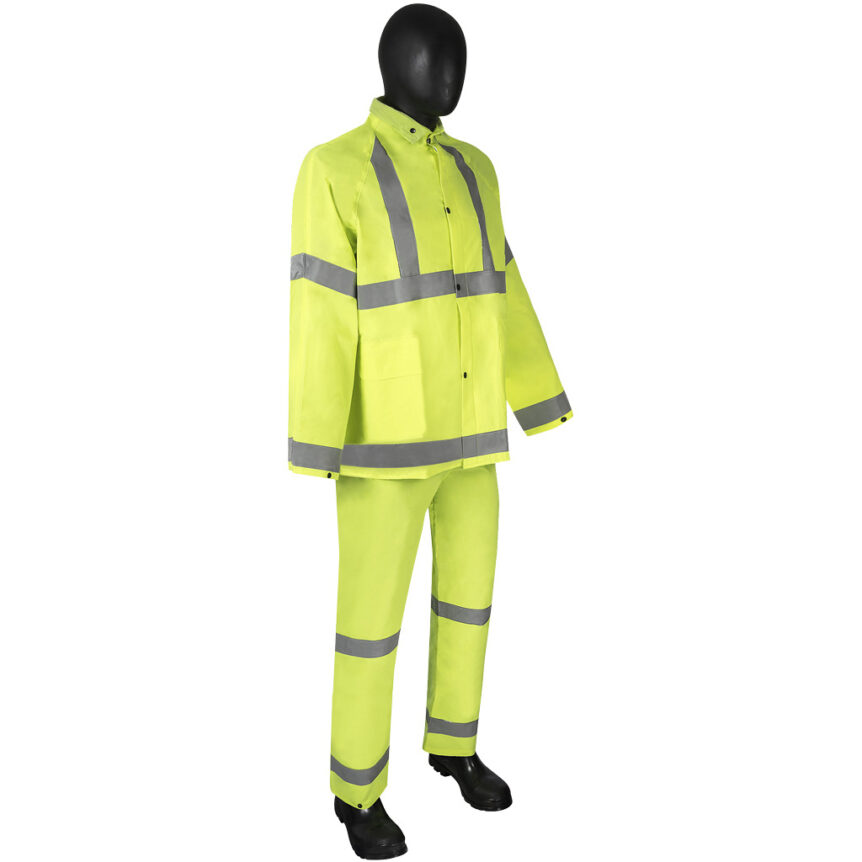 Liberty Safety 1260HIVIZ Class 2 3Piece HiViz Lime Green Rain suit