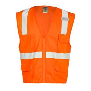 ML Kishigo 1292 6 Pocket Zipper Solid Orange Vest