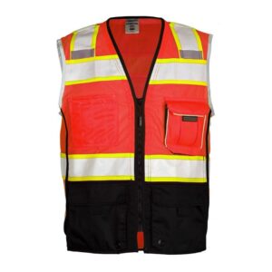 ML Kishigo 1715 Fluorescent Red Black Bottom Safety Vest