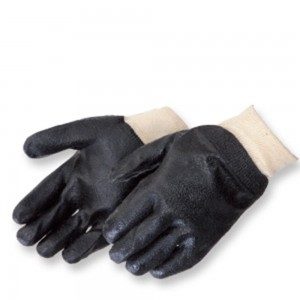 Liberty Gloves 2131 Semi-Rough Black PVC Glove with Knit Wrist, Dozen