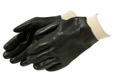 Liberty Gloves I2431 Rough Finish Black PVC Glove with Knit Wrist, Dozen