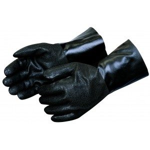 Liberty Gloves I2424 Rough Finish Black PVC Glove with 14 inch Gauntlet, Dozen