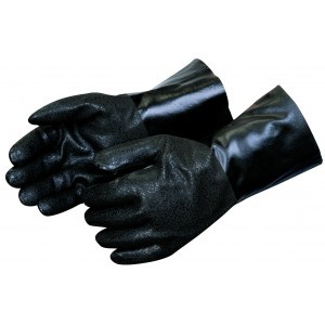 Liberty Gloves I2438 Rough Finish Black PVC Glove with 18 inch Gauntlet, Dozen
