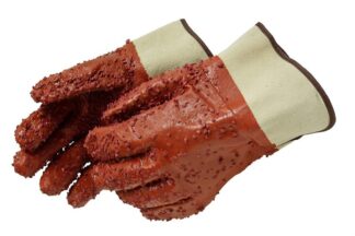 Liberty Gloves 2450 PVC Chips Finish On Red PVC Glove with Band Top, Dozen