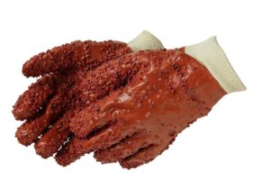 Liberty Gloves 2451 PVC Chips Finish On Red PVC Glove with Knit Wrist, Dozen