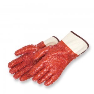 Liberty Gloves 2454 PVC Chips Finish On Red PVC Glove with 12 inch Gauntlet, Dozen