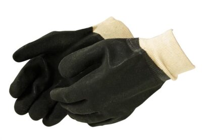 Liberty Gloves 2631 Sandy Finish Black PVC Glove with a Knit Wrist, Dozen