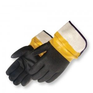 Liberty Gloves 2640L Sandy Finish Black PVC Glove with Plasticized Safety Cuff, Dozen