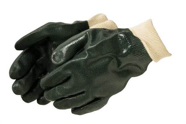 Liberty Gloves 2731 Sandy Finish Green PVC Glove with Knit Wrist, Dozen