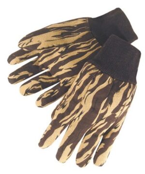 4536 Brown Hunting Camouflage Jersey Glove With Knit Wrist, Dozen