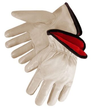 6227 Quality Insulated Red Fleece Grain Cowhide Drivers Glove With Keystone Thumb