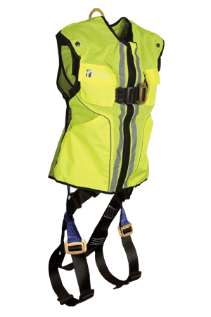 FallTech 7015  Hi-Vis Lime Vest Contractor Full Body Harness
