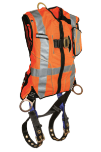 FallTech 7018O Contractor Full Body  Harness with Class 2 Hi-Vis Orange Vest