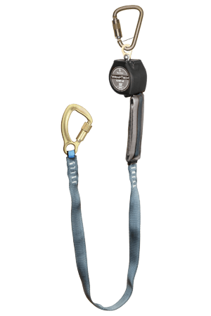 Falltech 74709SB8 9ft Mini SRD with Swivel Eye, Steel carabiner with captive pin and 5K Tie-back Carabiner