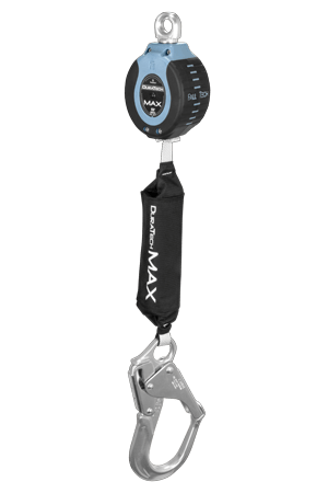 FallTech 82709SA5 DuraTech Max 9ft Single Leg Web SRD with Swivel Eye & Aluminum Rebar Hook