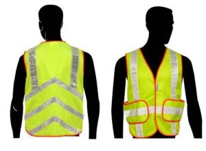 C16852G All Mesh LIME Class 2 Vest, with Silver PVC Stripes & Chevron Stripes on the Back, and Expandable Sides