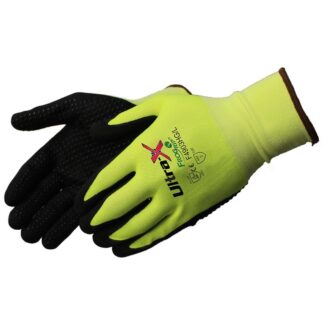 Liberty Gloves F4903HG Ultra-X 18 Gauge Highly Cut Resistant Hi Vis Lime Green Shell with Black Micro-Foam Nitrile Dots Coated Palm, Dozen