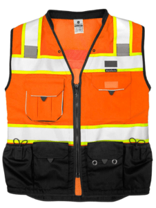 S5003 Premium Black Series Orange Class 2 Surveyors Vest