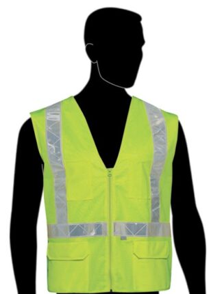 C16822G Lime All Solid Class 2 Vest with Silver PVC Stripes