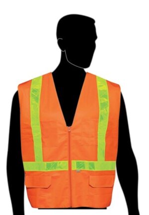 C16822F Orange All Solid Class 2 Vest with Yellow PVC Stripes