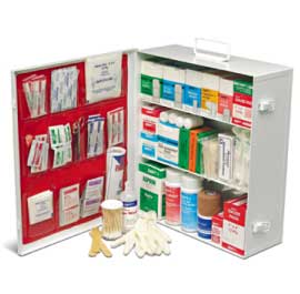 0613A ANSI CLASS A 3 SHELF INDUSTRIAL FIRST AID CABINET  WITH LINER - TYPE I & II - 100 PERSON
