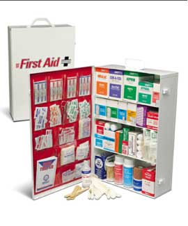 EMPTY 4 SHELF FIRST AID CABINET  WITH LINER