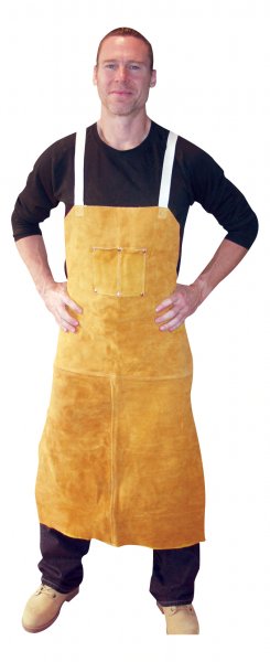 4242 Leather Aprons - Bib apron w/ 2 chest pockets & back straps