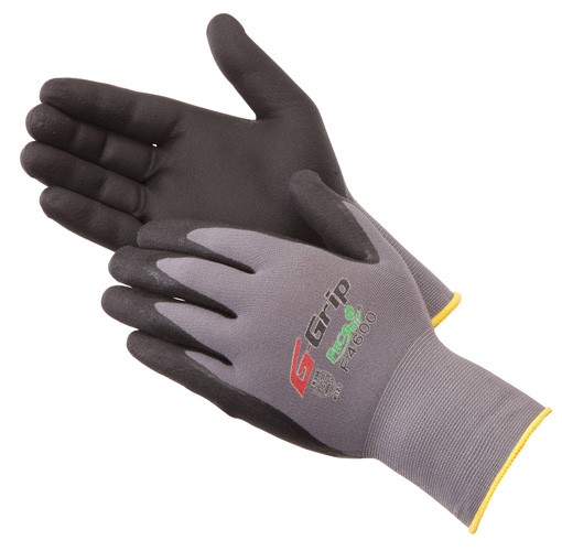 Liberty Gloves F4600 G-GRIP Black Nitrile Micro-Foam Palm Coated Glove, Dozen
