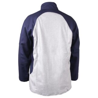 Black Stallion JF1625-NG Stretch-Back FR Cotton Welding Jacket, Navy with Gray Stretch Panel