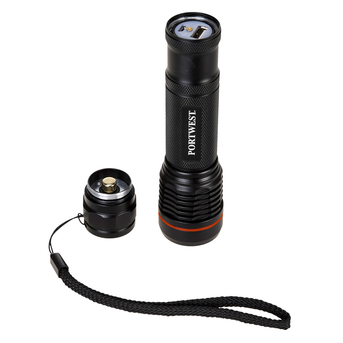 Portwest PA75 - USB Rechargeable Flashlight Black - Image 2
