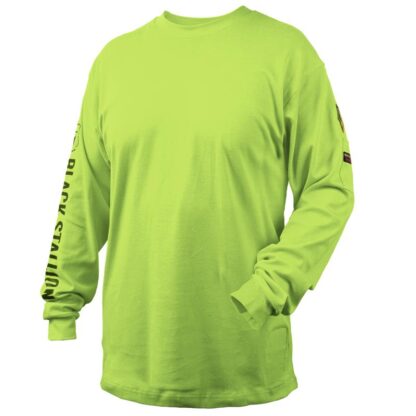 Black Stallion TF2510-LM  7 oz. 100% FR Cotton Knit Long-Sleeve T-Shirt, Lime