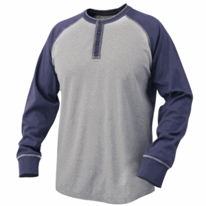 Black Stallion TF2520-NG 7 oz. Flame-Resistant Cotton Jersey Henley, Gray/Navy