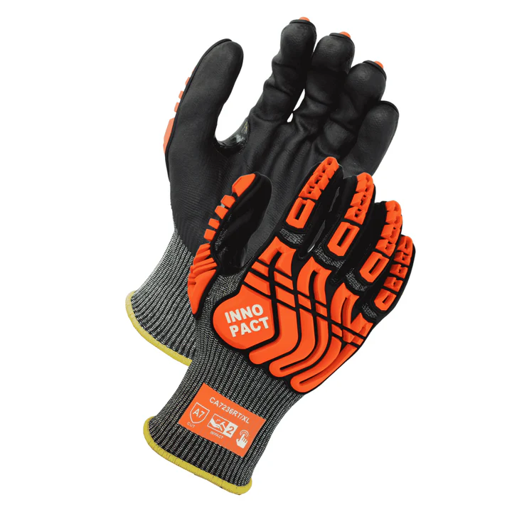 ANSI Cut A7 Impact 13 Gauge Black Mircro-Foam Nitrile Coated Gloves