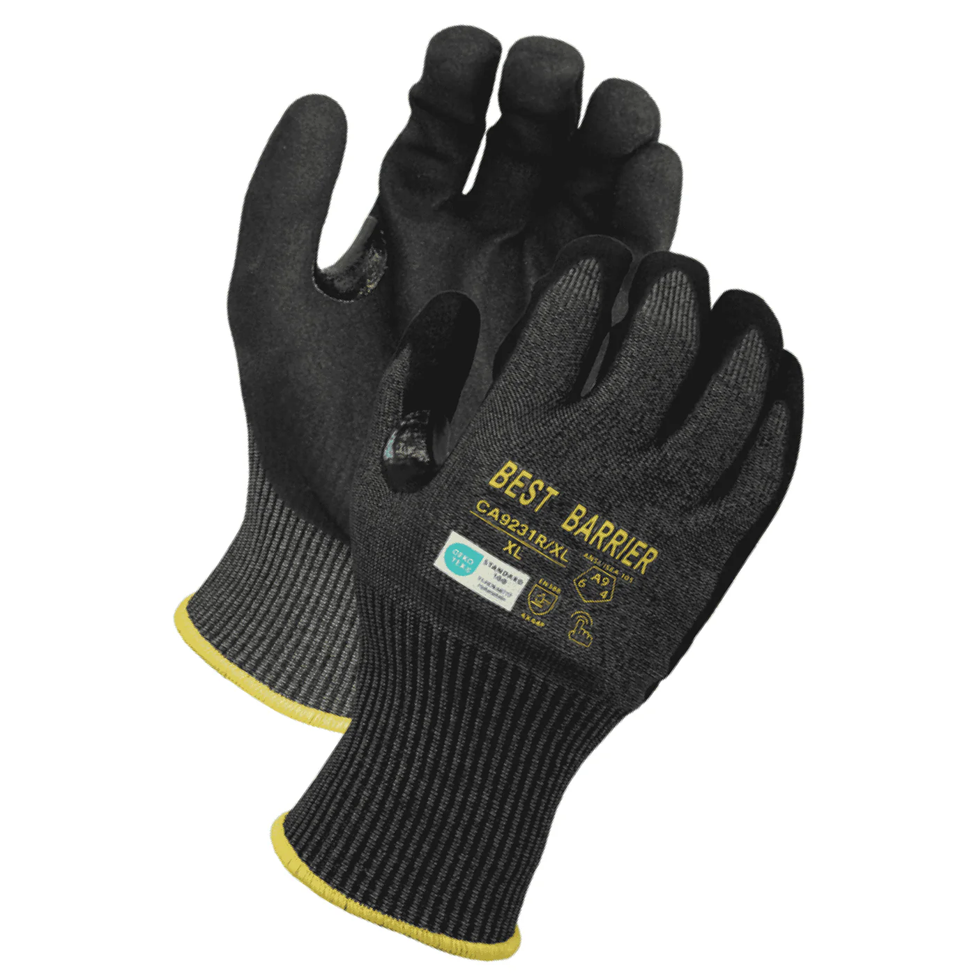 ANSI Cut A9 Black Sandy Nitrile Coated Touchscreen Gloves