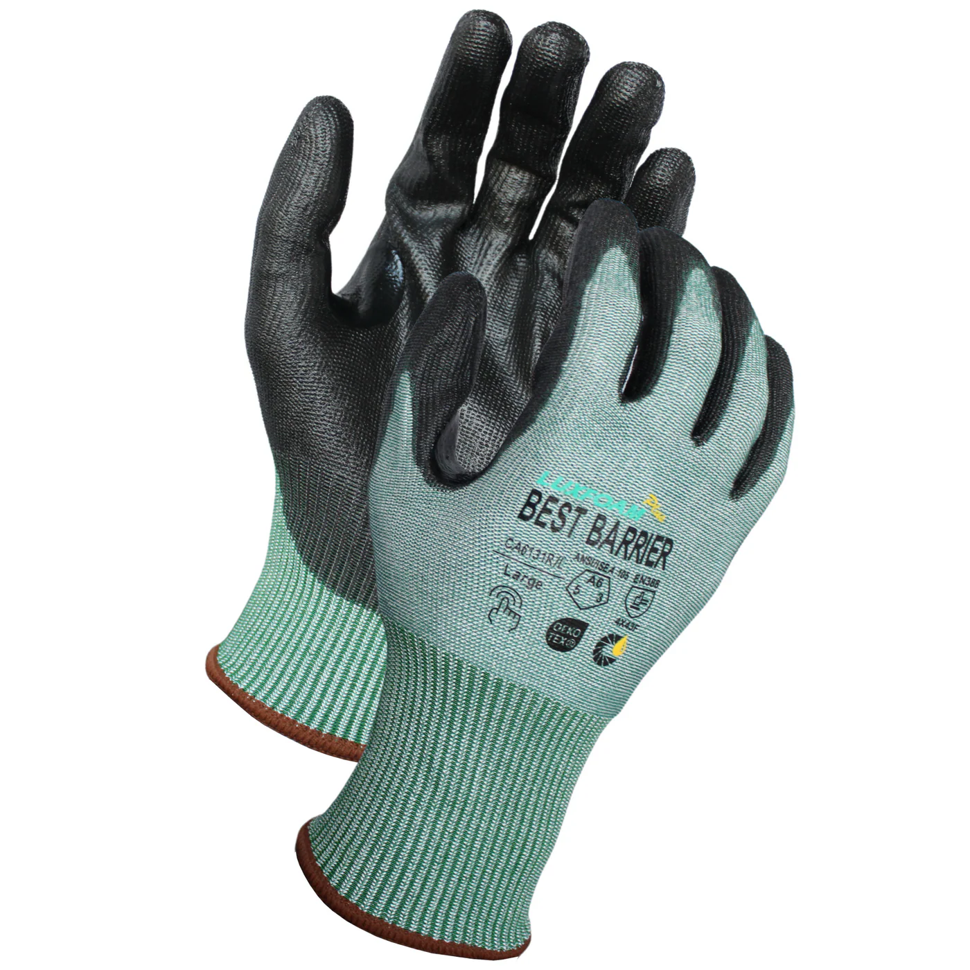 ANSI Cut A6 13 Gauge Black Luxfoam Foam Nitrile Coated Gloves - CA6131R