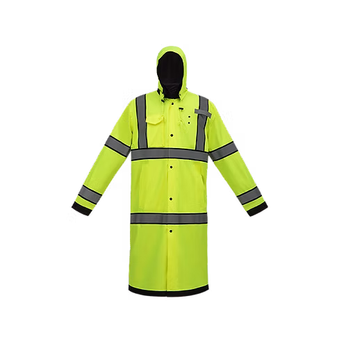 655RC-3 High Visibility Reversible Rain Coat, Class 3, Lime/Black