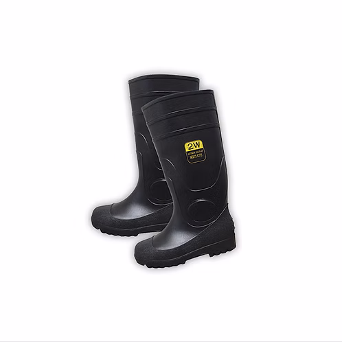 SPT-16 Black PVC Plain Toe Boots